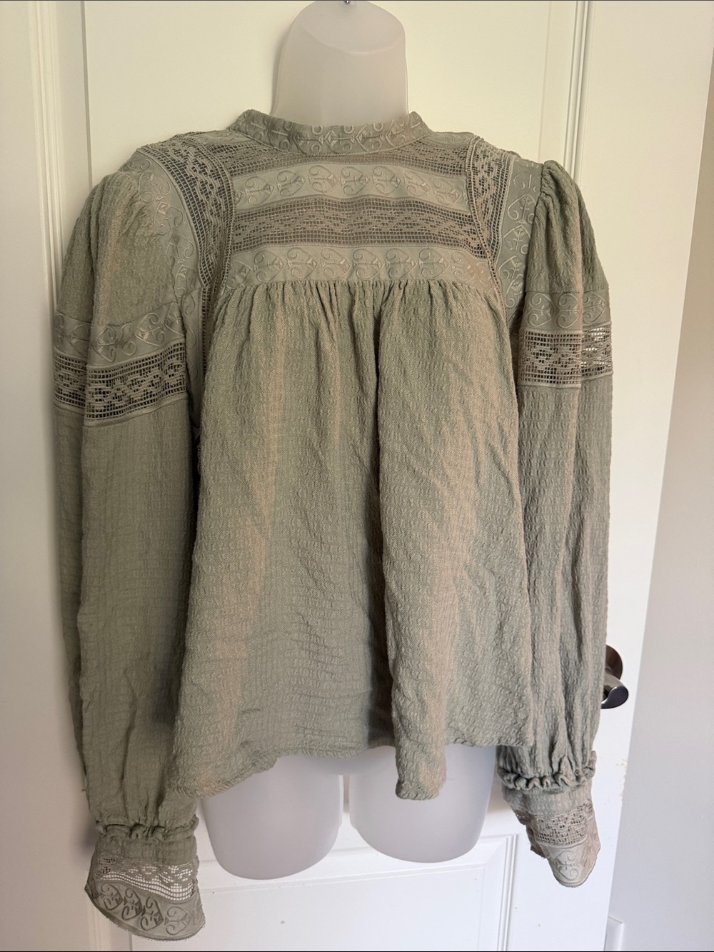Free People Embroidered Boho Blouse Small S